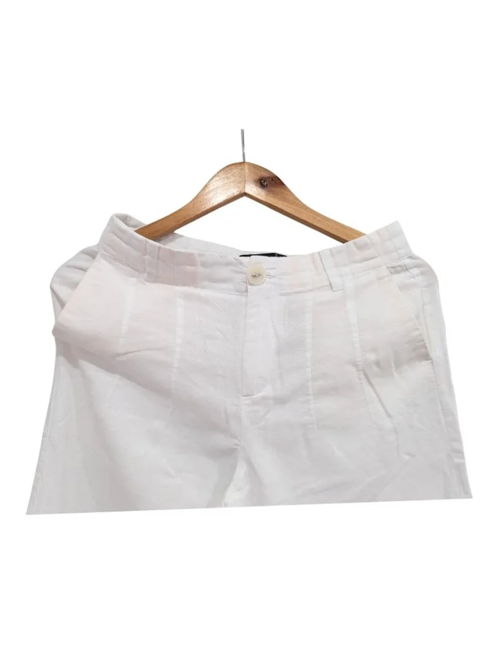 ZARA White Wide Leg Pants Women M Linen Look Resort Summer Trousers